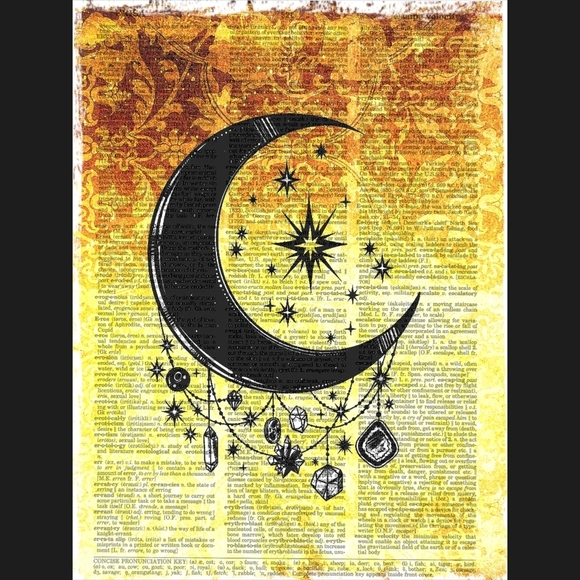 Gypsy Moon In Gold Dictionary Art Print - Picture 4 of 4